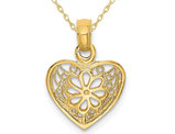 14K Yellow Gold Filigree Heart Pendant Necklace with Chain